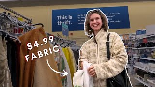 Thrift with me | I’m here for the cheap fabric | Vlog