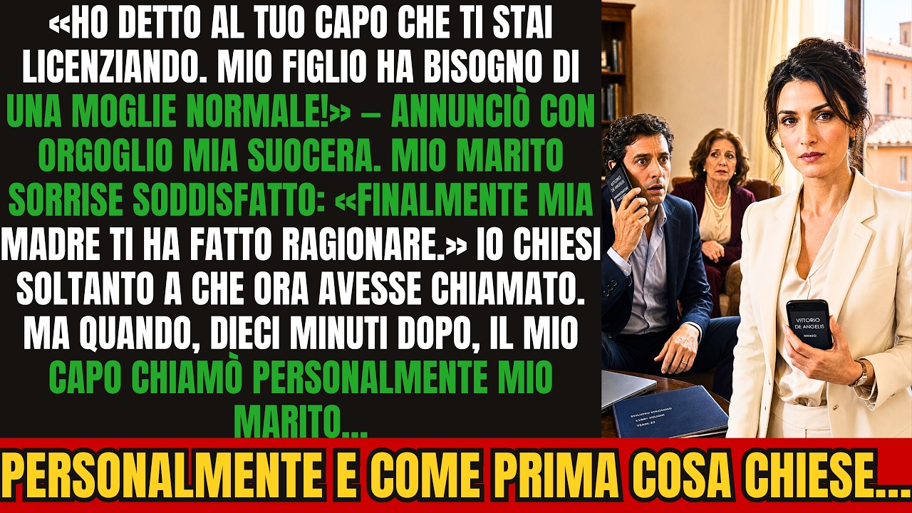 Avevo appena finito di preparare la cena quando mia suocera è entrata in casa con quel sorriso trionfante. «Ho detto al tuo capo che ti dimetti. Mio figlio ha bisogno di una moglie normale.» Mio...