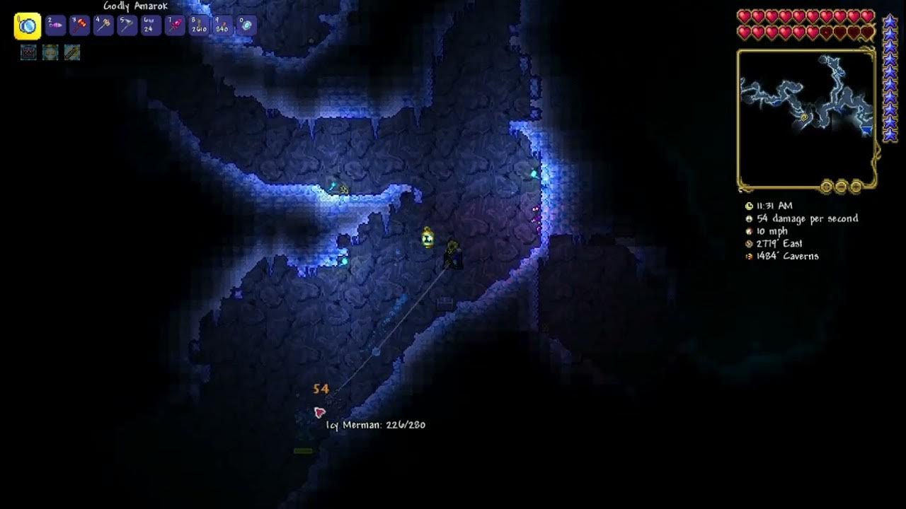 Terraria Icy merman drops an ice sickle and frost staff at the same