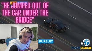 xQc reacts to Police suspect jumping out of car and baiting the police while getting away