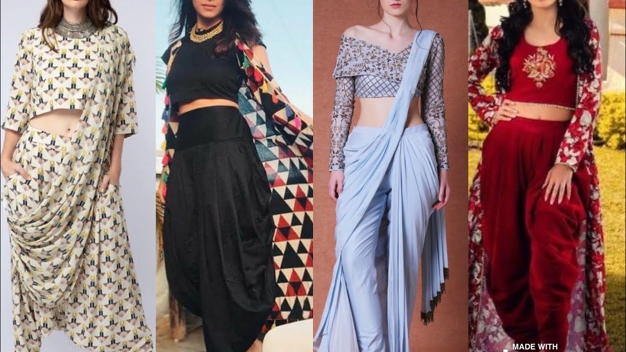 dhoti style dress with crop top