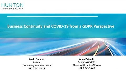 Business Continuity and COVID-19 from a GDPR Perspective