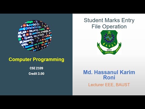 File Example 3: Student Data Entry into Text File: C Programming Tutorial in Bangla [by HK Roni]