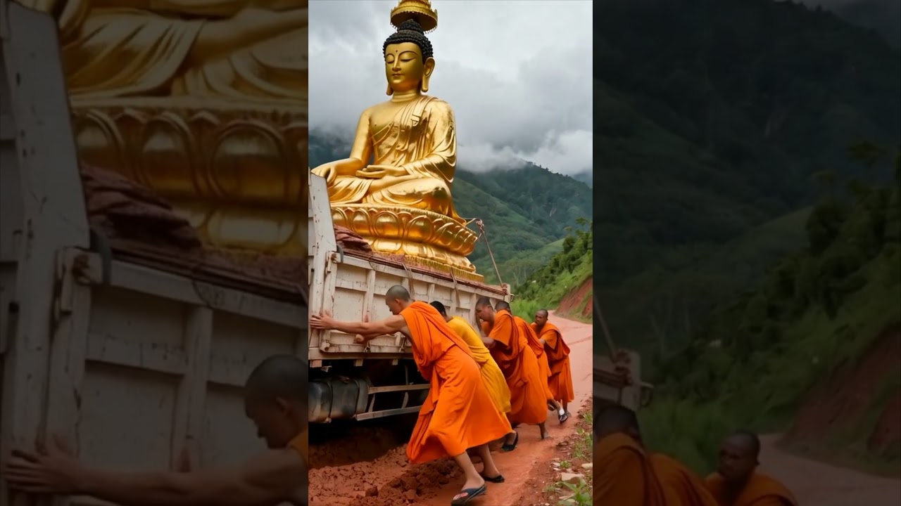 5 ton truck carrying Buddha statue suddenly had an accident 