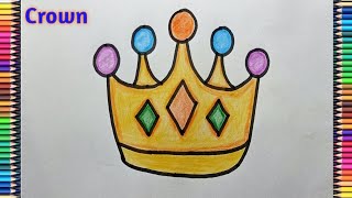 How to draw Crown for kids 👑| Crown drawing easy step by step| Crown drawing colour
