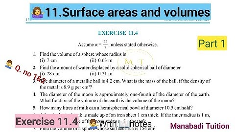 class9 maths |Chapter 11| 🙋‍♂️Surface areas and volumes |Exercise 11.4| Q no 1&2| part 1|CBSE|NCERT