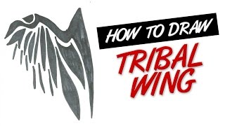How to draw wing tribal tattoo design 3 screenshot 5