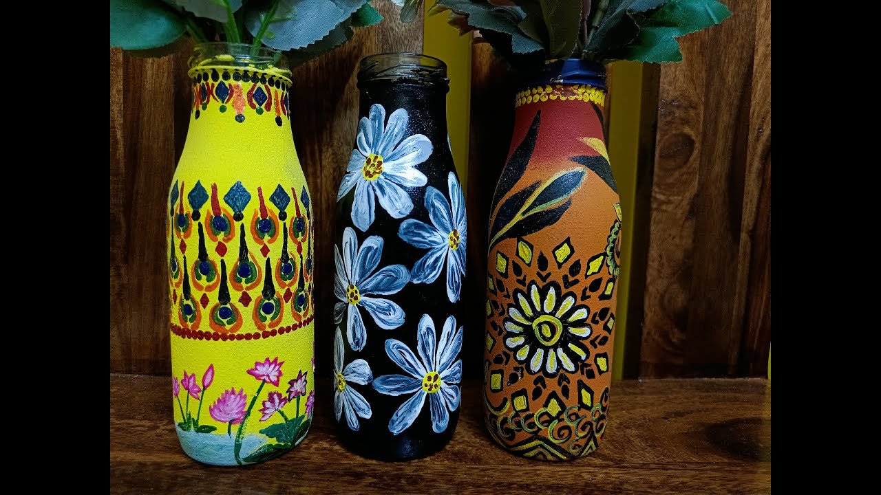 Bottle Art | Bottle Painting | DIY | Handmade | Acrylic ideas | Color ...