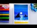 Cómo dibujar un PAISAJE NOCTURNO (LA PLAYA DE NOCHE) - ideas de paisajes con acuarela