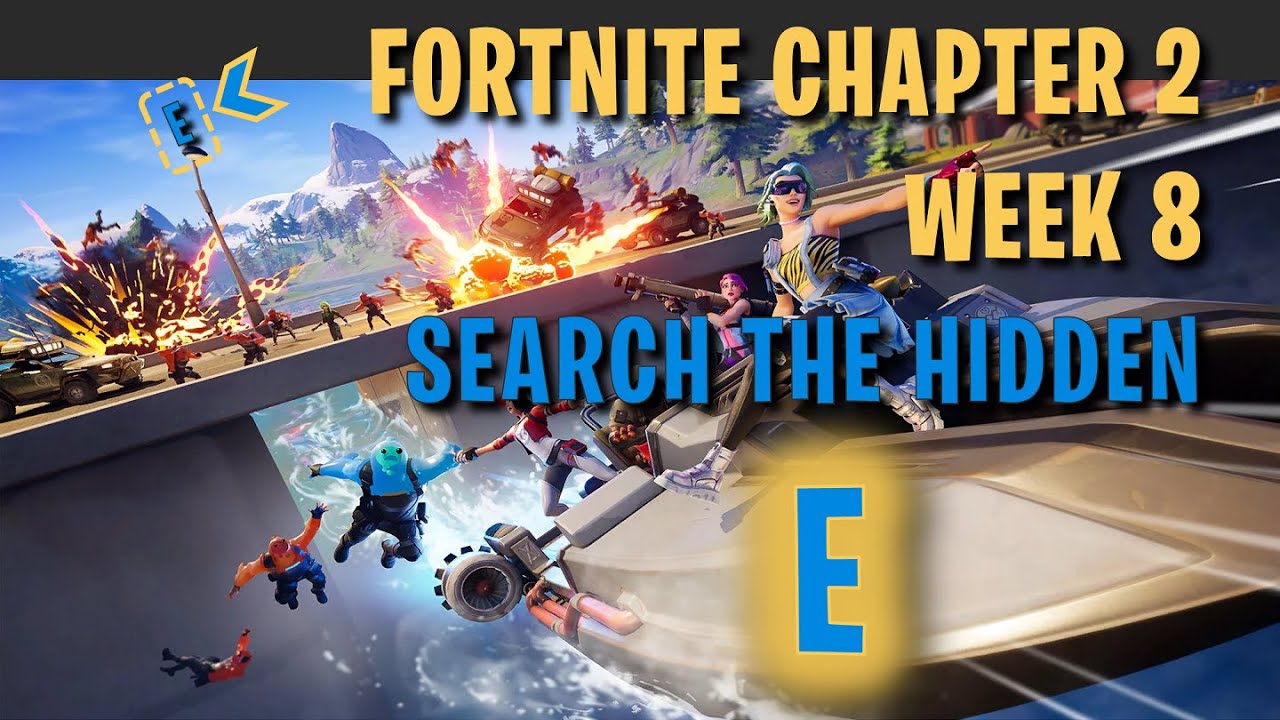 Search the hidden 'E' found in the Dive! Loading Screen - Fortnite Chapter 2 Week 8