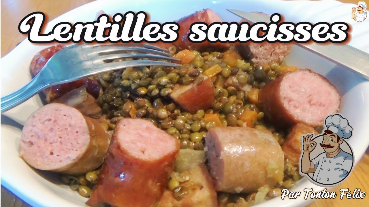 Saucisses Lentilles  (recette facile, rapide et pas cher)