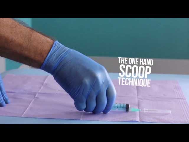The One-hand Scoop Technique and Discard Used Needles Safely 