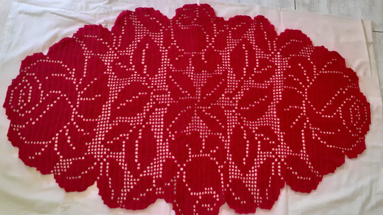 Caminho de Mesa 4 Rosas Parte 2 #crochefile