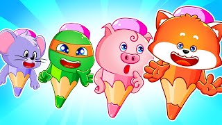 Funny Drawing Pencils (Mouse, Turtle, Pig ,Zee Zee) | Kids Songs And Nursery Rhymes by Lucky Zee Zee