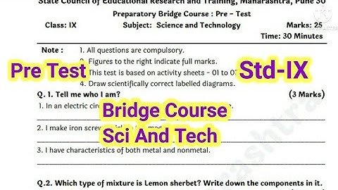 Bridge Course 9th Class Science and Technology Pre Test