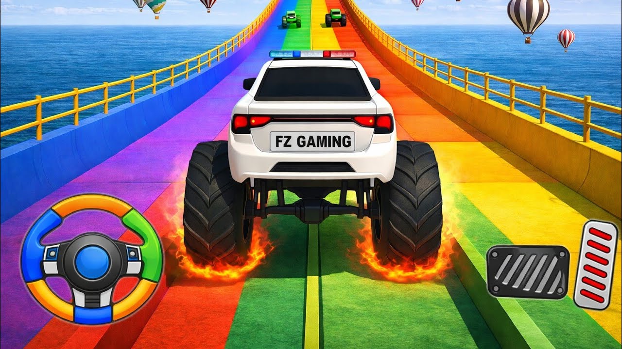 Monster truck mega ramp - 3d car racing game - Impossible driving challenge - Android Gameplay 🎮.