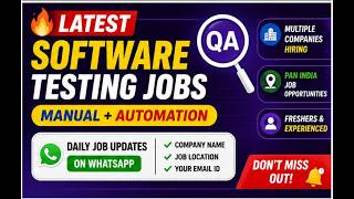 Latest Software Testing Jobs 2026 | Manual & Automation QA Openings | WFH Jobs | Tech Bharat