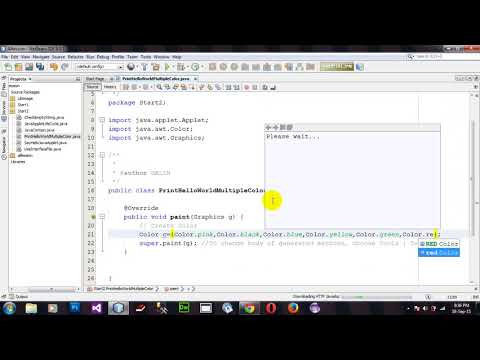 Print Hello World in an Applet in different Colors in Java Applet and AWT in Netbeans