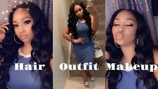 GET READY WITH ME: Makeup, Outfit \& Affordable 28” Body Wave Hair Ft. DSoar Hair