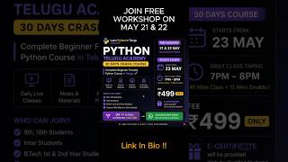 Learn Python in Telugu 🚀 30 Days Beginner Course | #python #telugu #coding #shorts