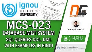 SQL | Constraints | DDL queries | MCS023 | DBMS (Hindi) #ignoubca #bca #dbms #dbmslectures #sql #mca