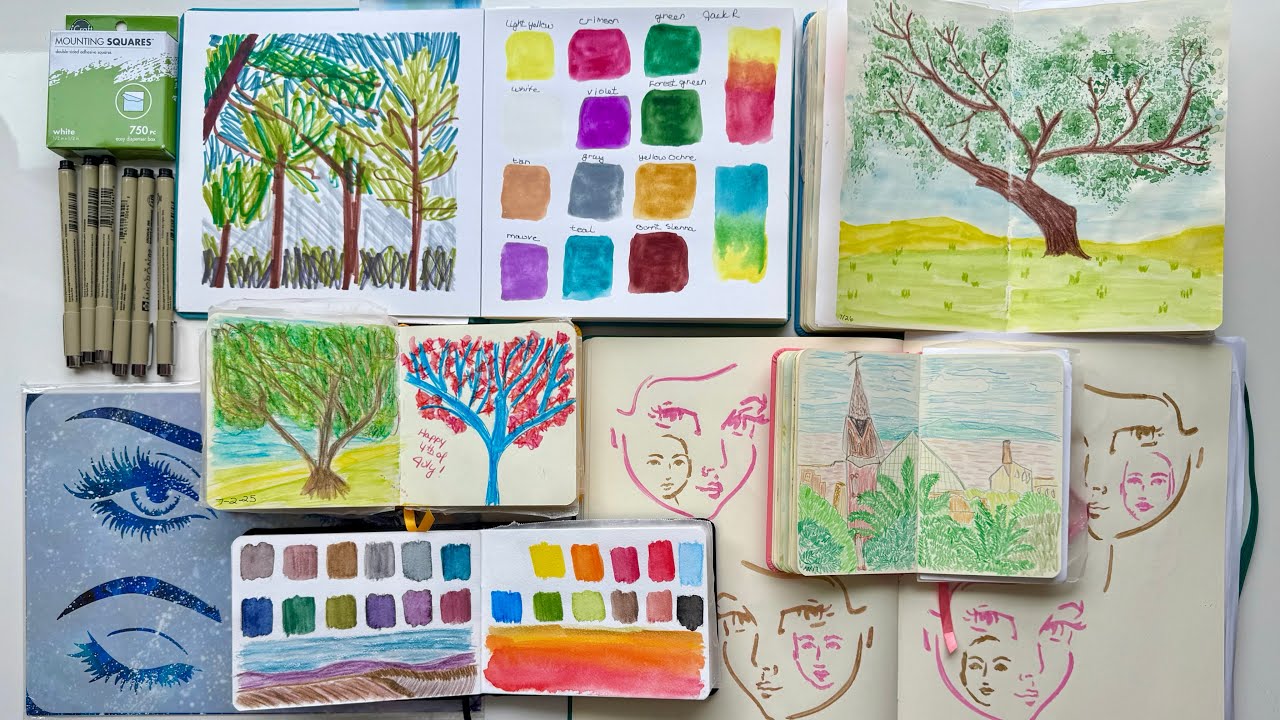 sketchbook tour, the art I created in the 2nd half of 2025 & a small haul plus 20 inches of ￼snow!