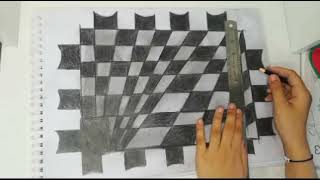 رسم سهل، تعليم رسم ثلاثي الأبعاد للمبتدئين3D drawing with squares for beginners