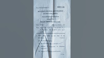MEG 06 American Literature Question paper June 2023 TEE exam | Latest exam pattern of meg06 |
