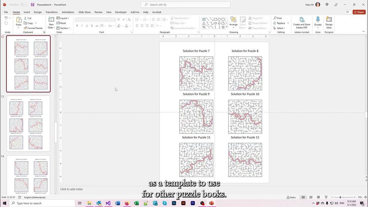 Puzzle Books with Mirrored Margins in Powerpoint, Using Your Own