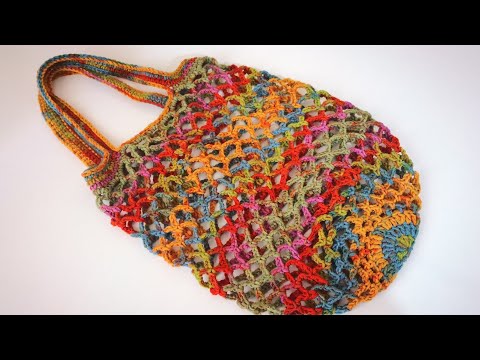 En Kolay File Alışveriş Çantası Yapımı / Crochet Market Bag Tutorial (Eng. Subt.)