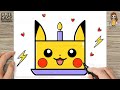 How To Draw A Cute Cake Pikachu Easy Drawing And Coloring For Kids And Toddlers 