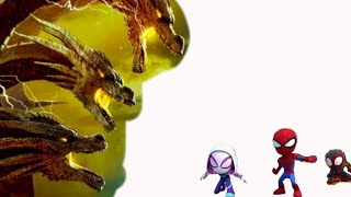 king ghidorah vs peter gwen miles de kaiju vs spidey and his amazing friends deviantart