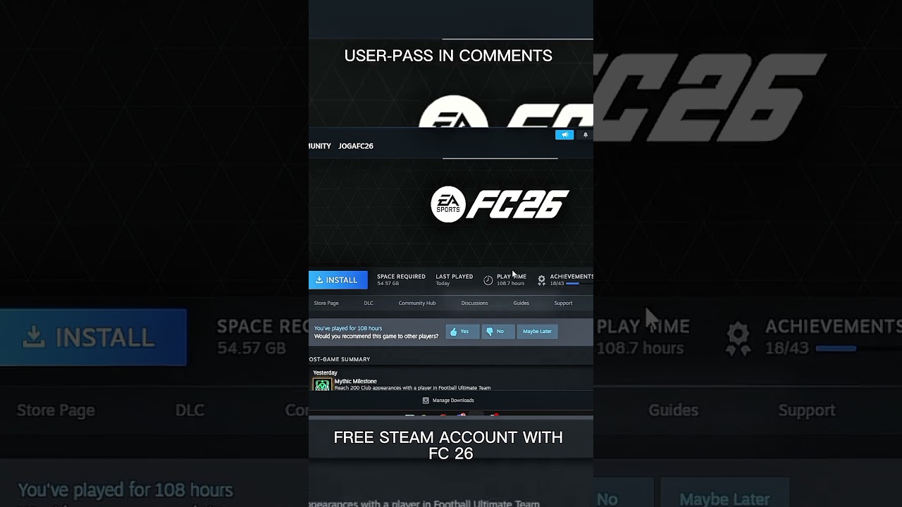 FREE STEAM ACCOUNT WITH FC 26