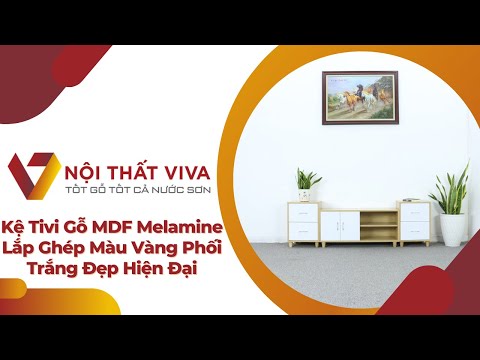Video Kệ Tivi Gỗ MDF Melamine Lắp Ghép Màu Vàng Phối Trắng... - youtube