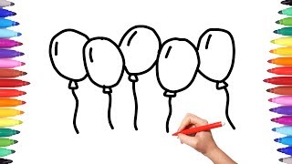 How to Draw set of Colored Balloons Coloring Pages for Kids | Animation Drawing Vidoes for Kids