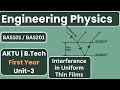 Interference in Uniform Thin Films | Path Difference Formula Derivation AKTU BTech 1st Year Physics