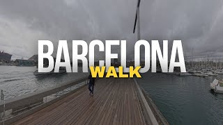Barcelona Walking Tour 4K | Rambla de Mar to Plaça de Catalunya