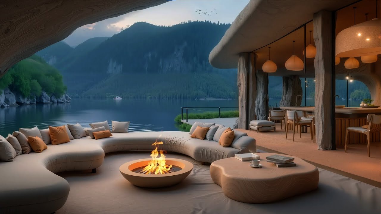 Relaxing Nova Atmosphere at a Lakeside Cafe | Unwind Your Mood with Gentle Nova Music for relax