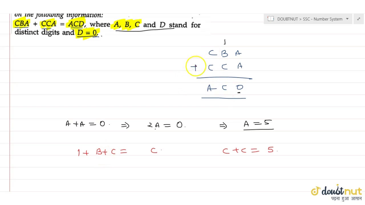 "B takes the value 0  (b) 5 (c) 9 (d)  0 or 9"