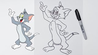How to Draw Tom Cat | Draw So Cute | كيفية رسم القط توم | تعليم الرسم للمبتدئين خطوة بخطوة