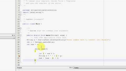 Decimal to Binary conversion in java netbeans
