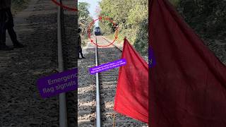 Emergency action taken — a red flag signals the train to stop for safety.