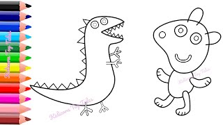 How To Draw Peppa Pig Mr Dinosaur And Teddy