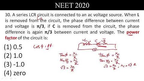 A series LCR circuit is connected to an ac voltage source. When L is removed from the circuit the