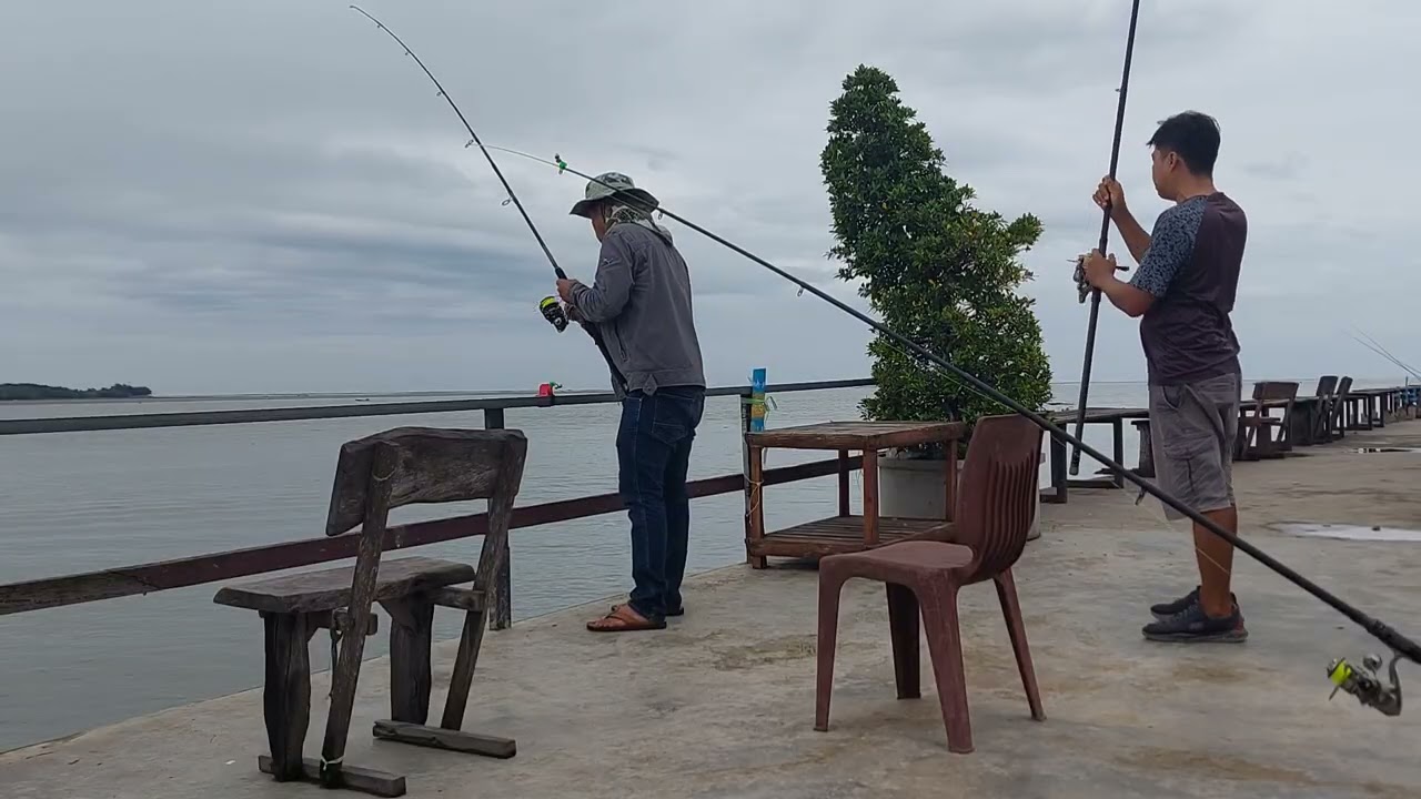 ตกปลาวันพายุวิภาเข้าปลาจะกินมั้ย #แหลมใหญ่รีสอร์ท #fishing #fish #casting #shimano #ตกปลากด #ตกปลา