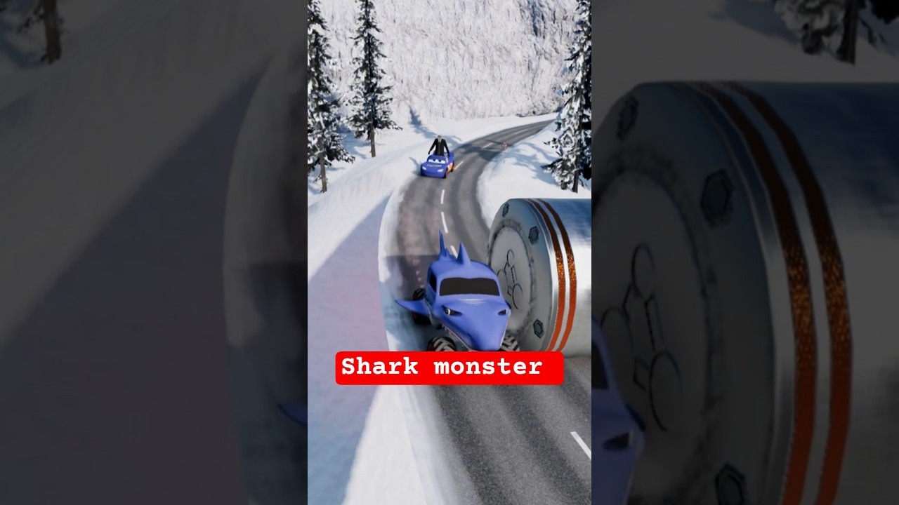 Sonic & Sponge Bob & Gummy Bear & Shark Monster & Cameraman vs Bollard BeamNG Shorts BeamNG Drive