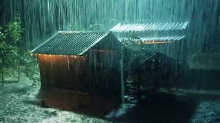 The sound of rain, thunder, and rain falling on the corrugated iron roof at night reduces stress