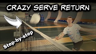 CRAZY SERVE RETURN, SPIN RACKET, step by step - Badminton Trick shot #39 screenshot 5