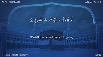 105 سورة الفيل - بصوت الشيخ محمد صديق المنشاوي | مترجمة باللغة الفرنسية