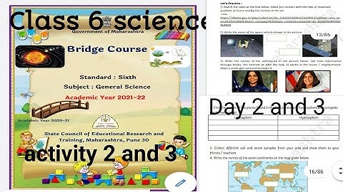 Setu abhyaskram/सेतु अभ्यासक्रम/bridge cource/Class 6science semi English activity sheet 2 and 3